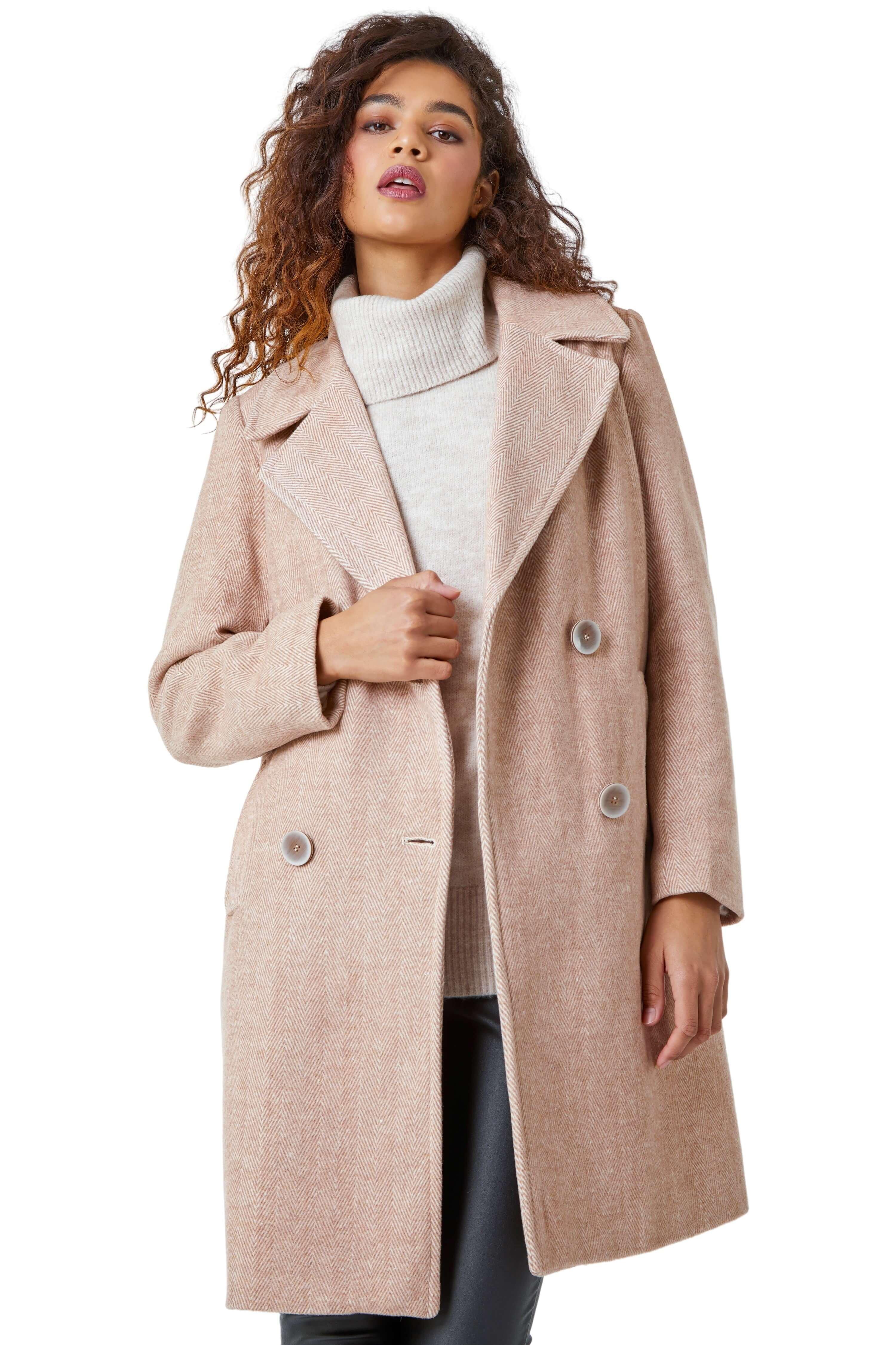 Двубортное удлиненное фактурное пальто Roman, бежевый удлиненное стеганое пальто roman розовый