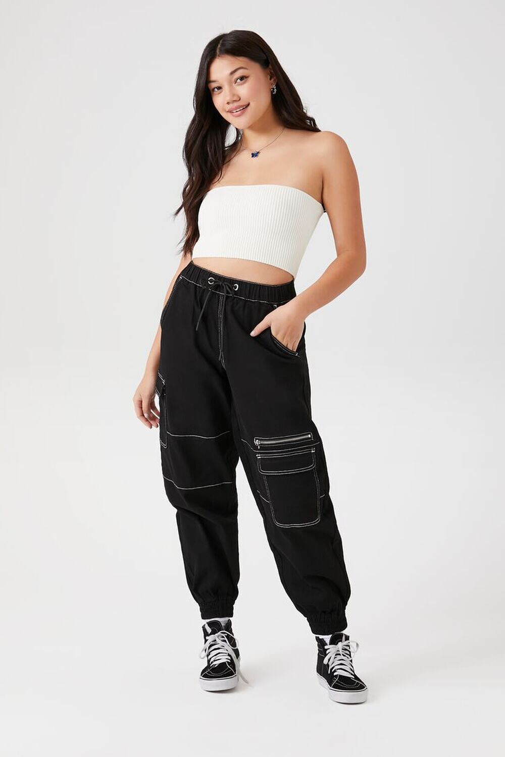 

Укороченный вязаный топ-свитер Forever 21, кремовый, Бежевый