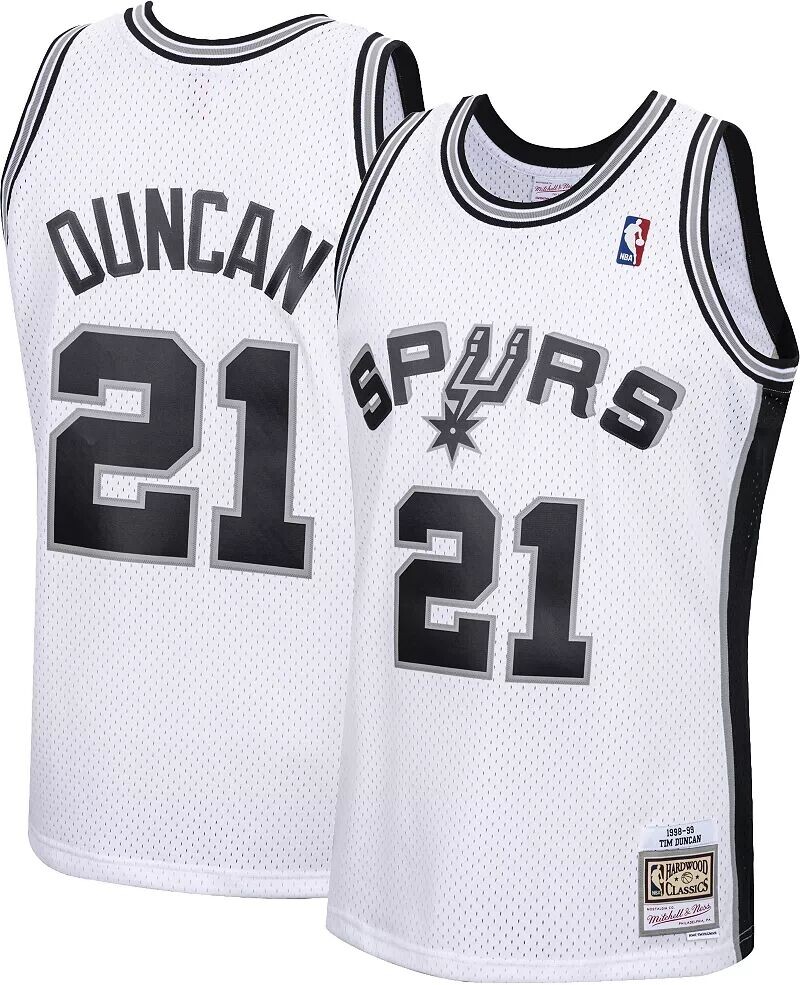 

Мужская майка Mitchell & Ness 1998 года San Antonio Spurs Tim Duncan # 21, белая классическая футболка Swingman из твердой древесины