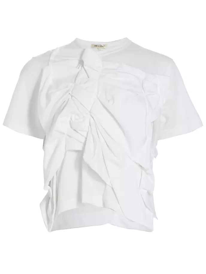

Футболка из смесового хлопка со сборками Comme Des Garçons, белый