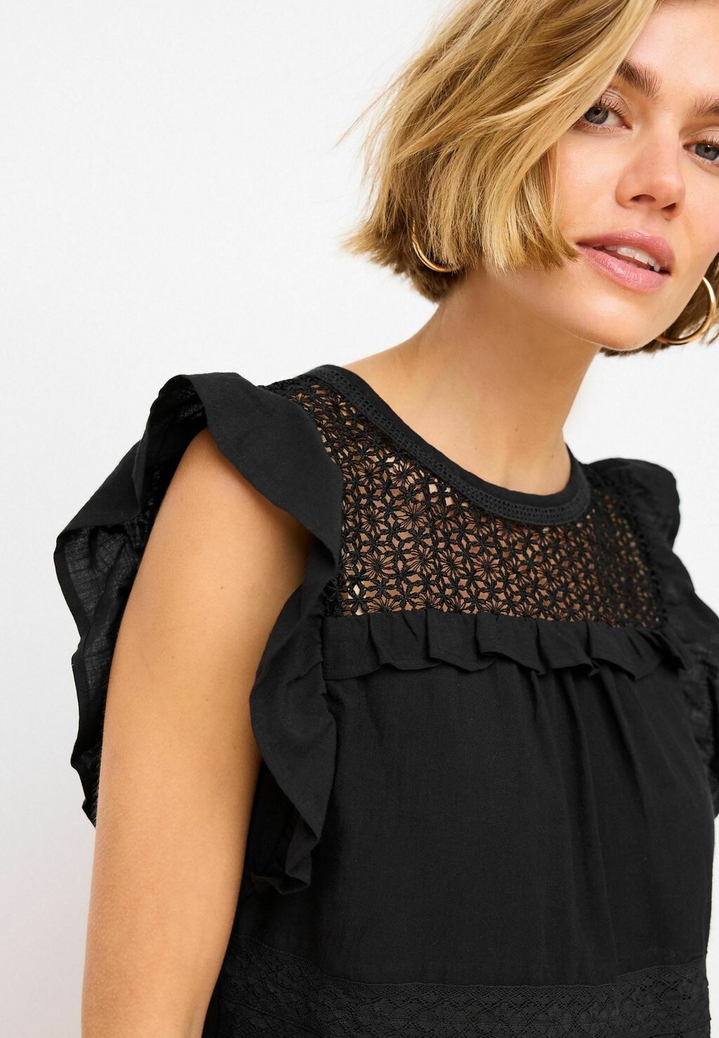 

Блуза FRILL SLEEVE REGULAR FIT Next, черный