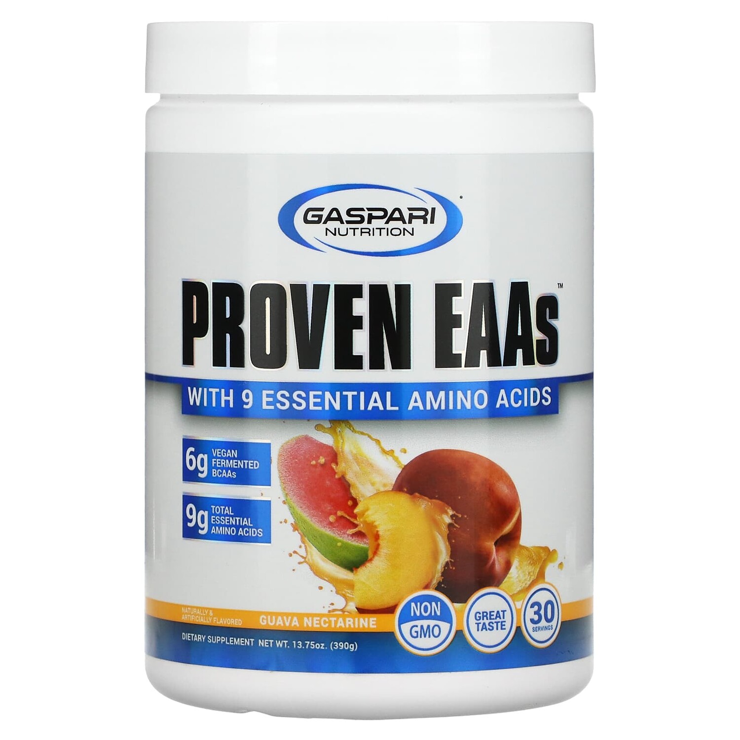 

Proven EAAs, с 9 незаменимыми аминокислотами, со вкусом гуавы и нектарина, 390 г (13,75 унций), Gaspari Nutrition