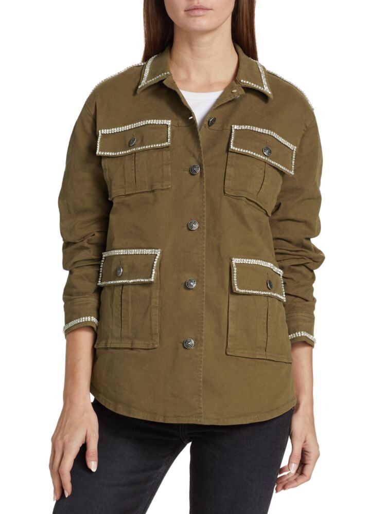 

Куртка Vera из смесового хлопка со стразами Cinq À Sept, цвет Olive