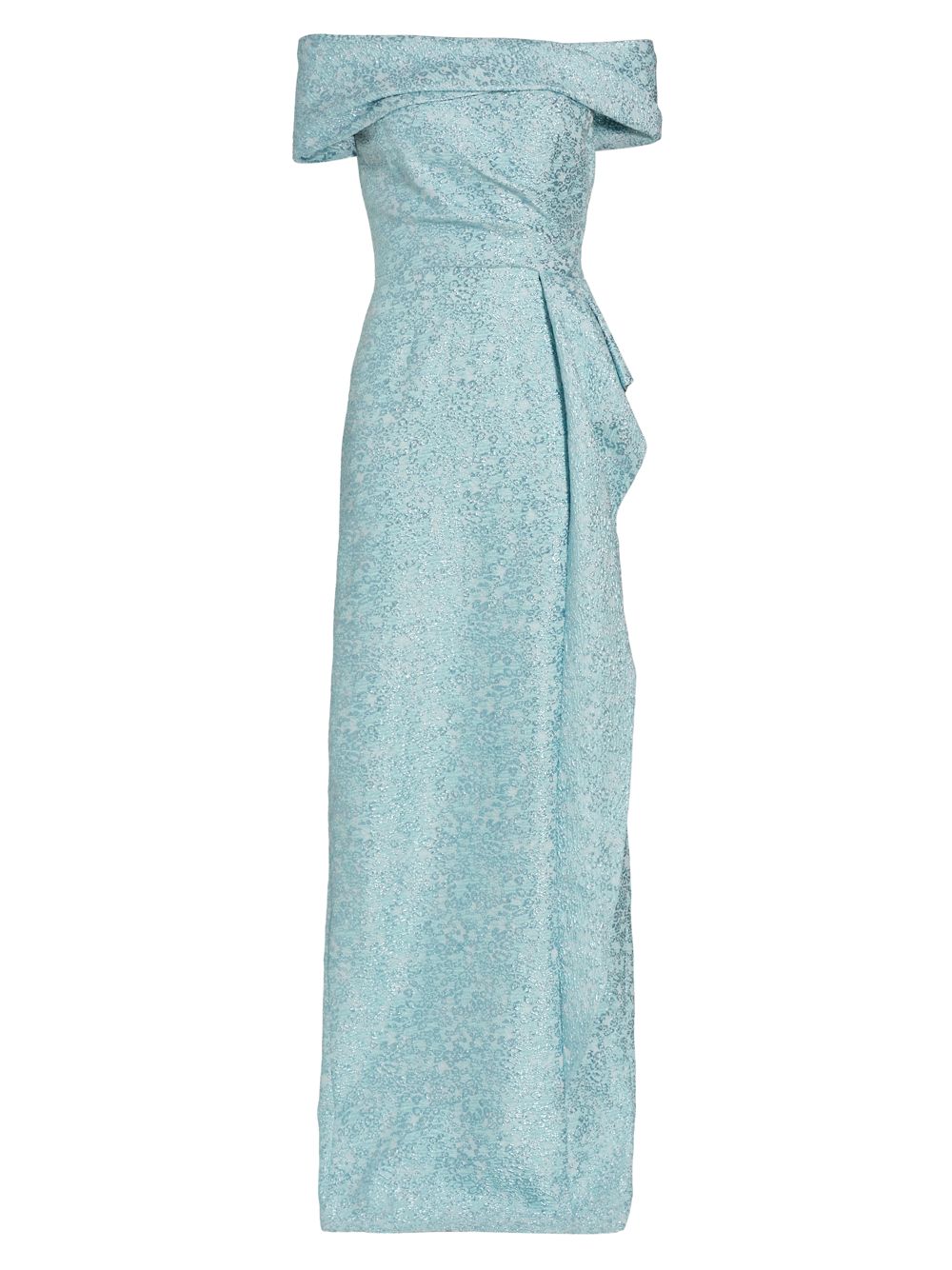 Жаккардовое платье с открытыми плечами Teri Jon by Rickie Freeman, синий