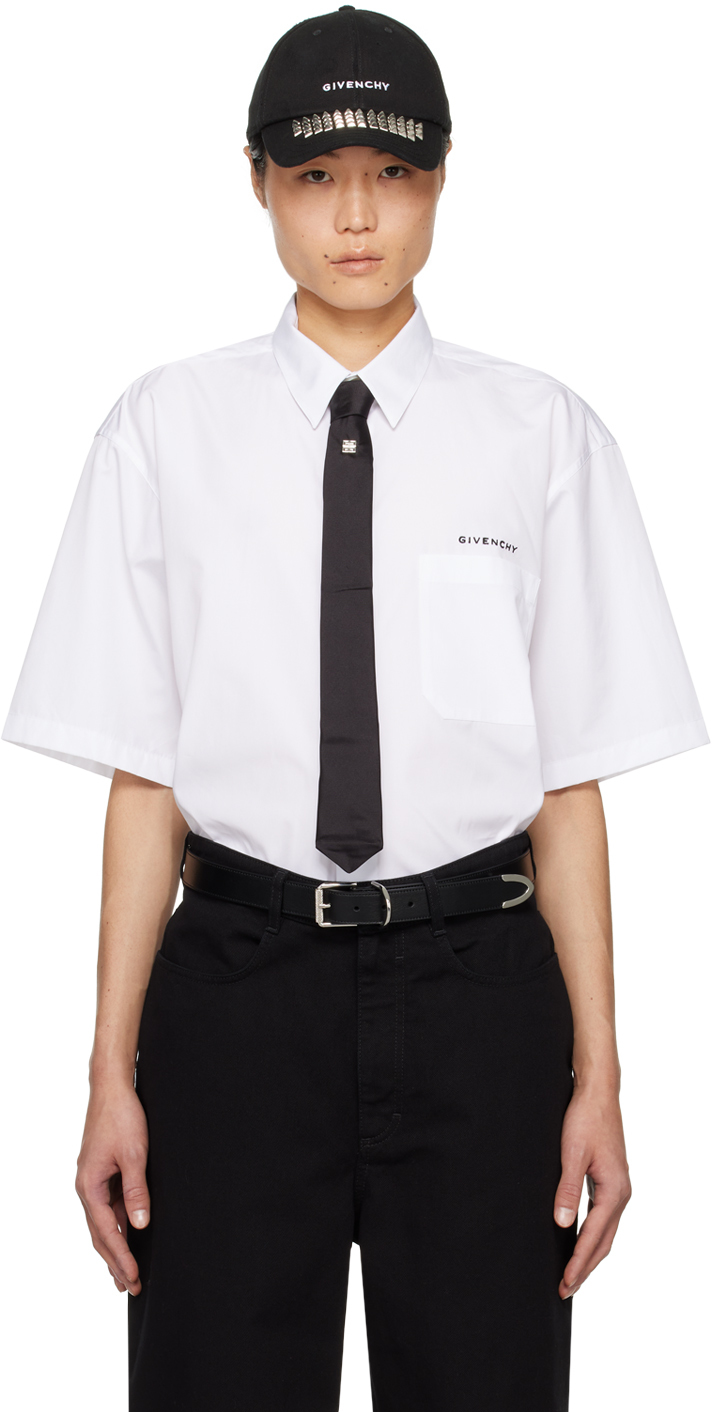 Белая рубашка с раздвинутым воротником Givenchy