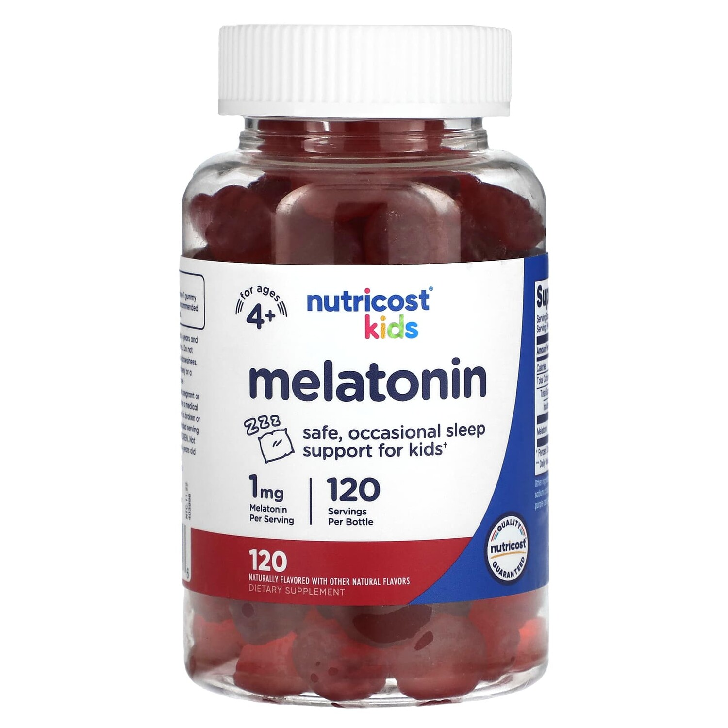 

Мелатонин для детей, от 4 лет, 1 мг, 120 жевательных таблеток, Nutricost