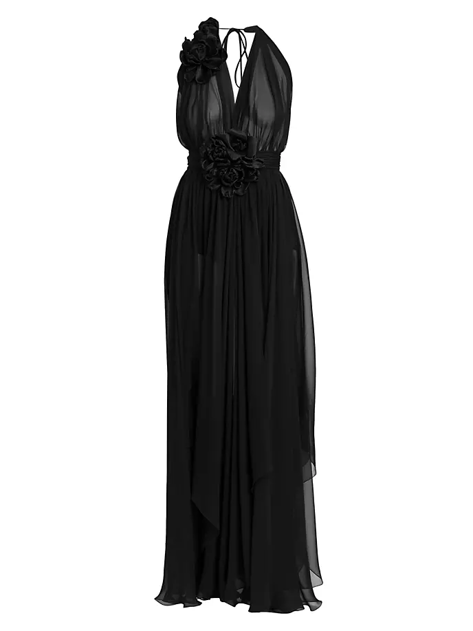 Прозрачное шелковое шифоновое платье с бретельками Dolce&Gabbana, цвет nero