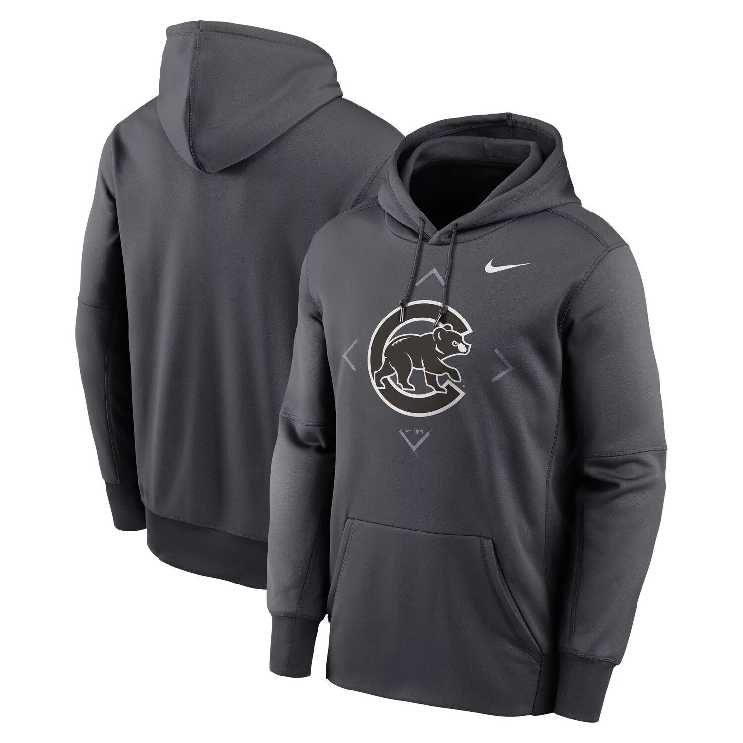 

Мужской пуловер с капюшоном Chicago Cubs Bracket Icon Performance антрацитового цвета Nike, Черный