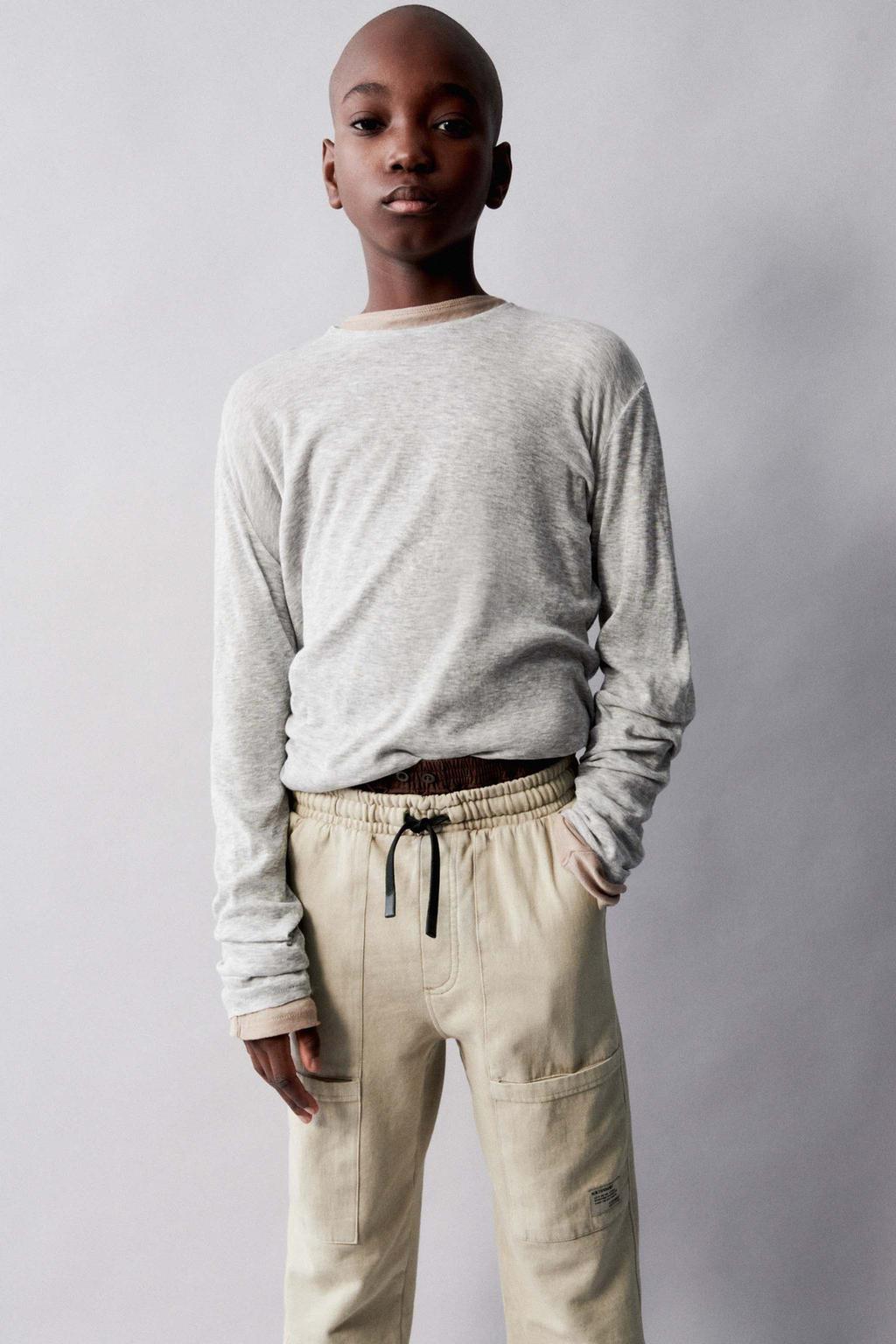 Плюшевые брюки на молнии ZARA, коричневый/серо-коричневый