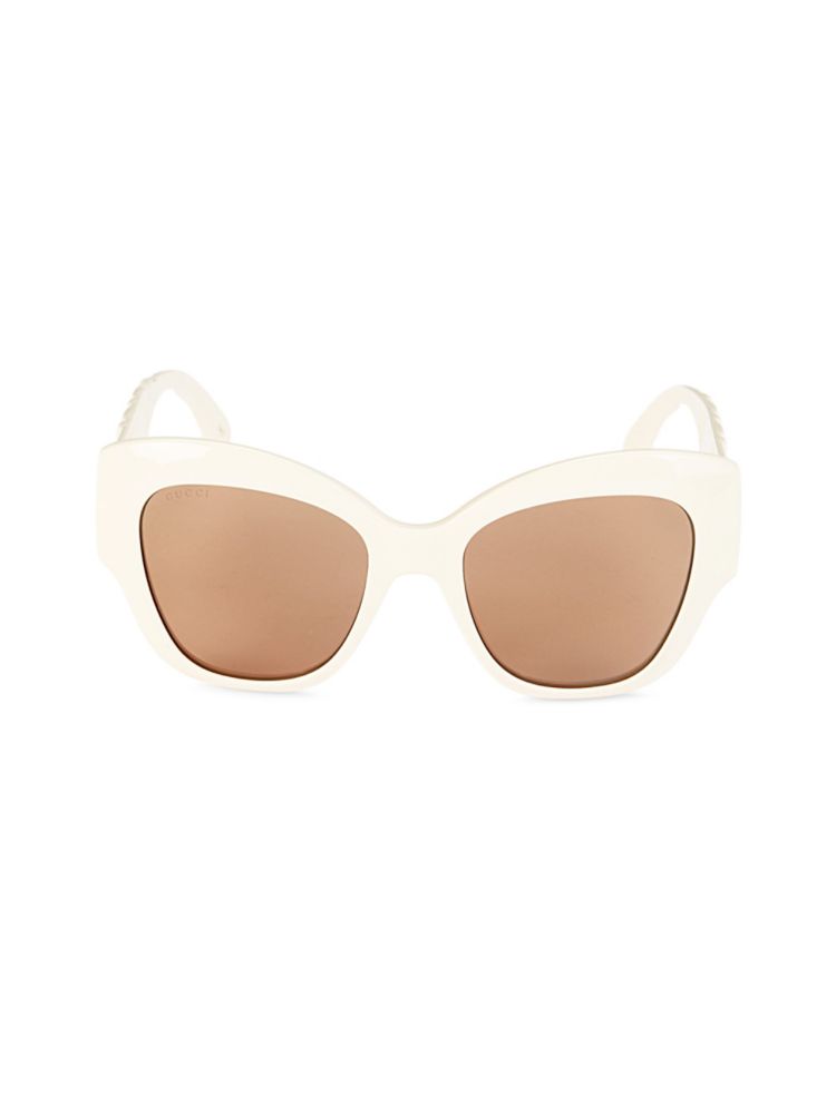 Солнцезащитные очки «кошачий глаз» 53MM Gucci, слоновая кость