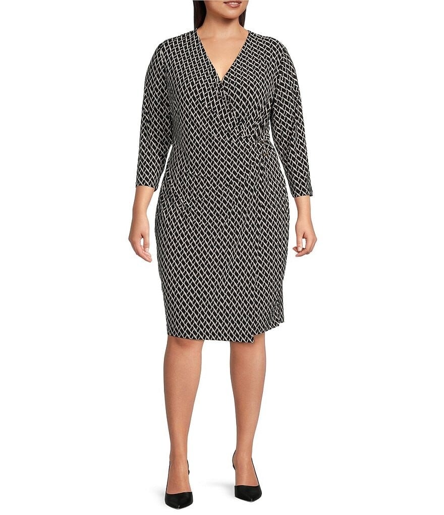 

Фирменное платье с запахом Kasper Plus Size, черный