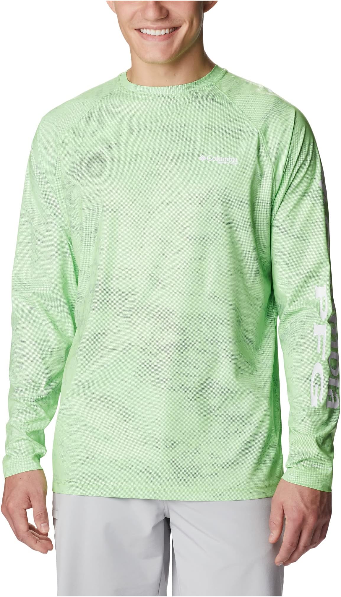 Рубашка с длинным рукавом с принтом PFG Terminal Deflector Columbia, цвет Green Mamba PFG Camo цена и фото