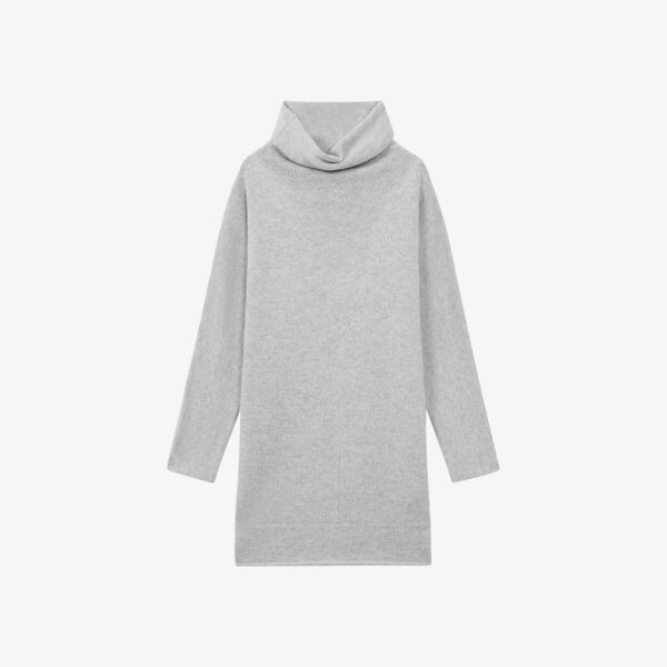 

Платье мини Sami оверсайз из смесовой шерсти Reiss, серый
