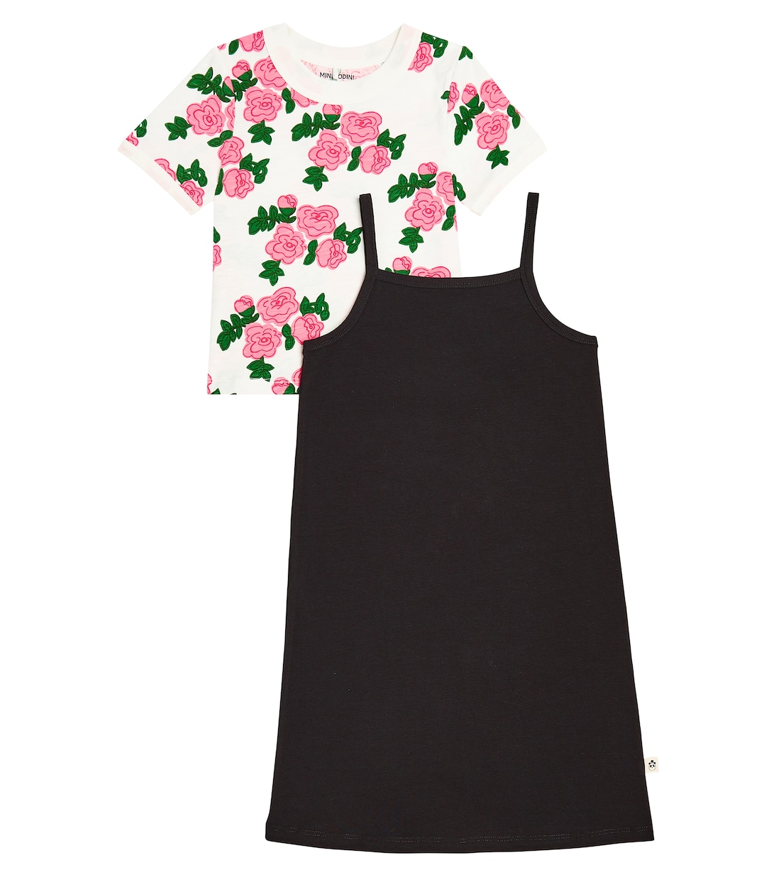 цена Комплект из футболки и платья из хлопкового джерси roses Mini Rodini, мультиколор