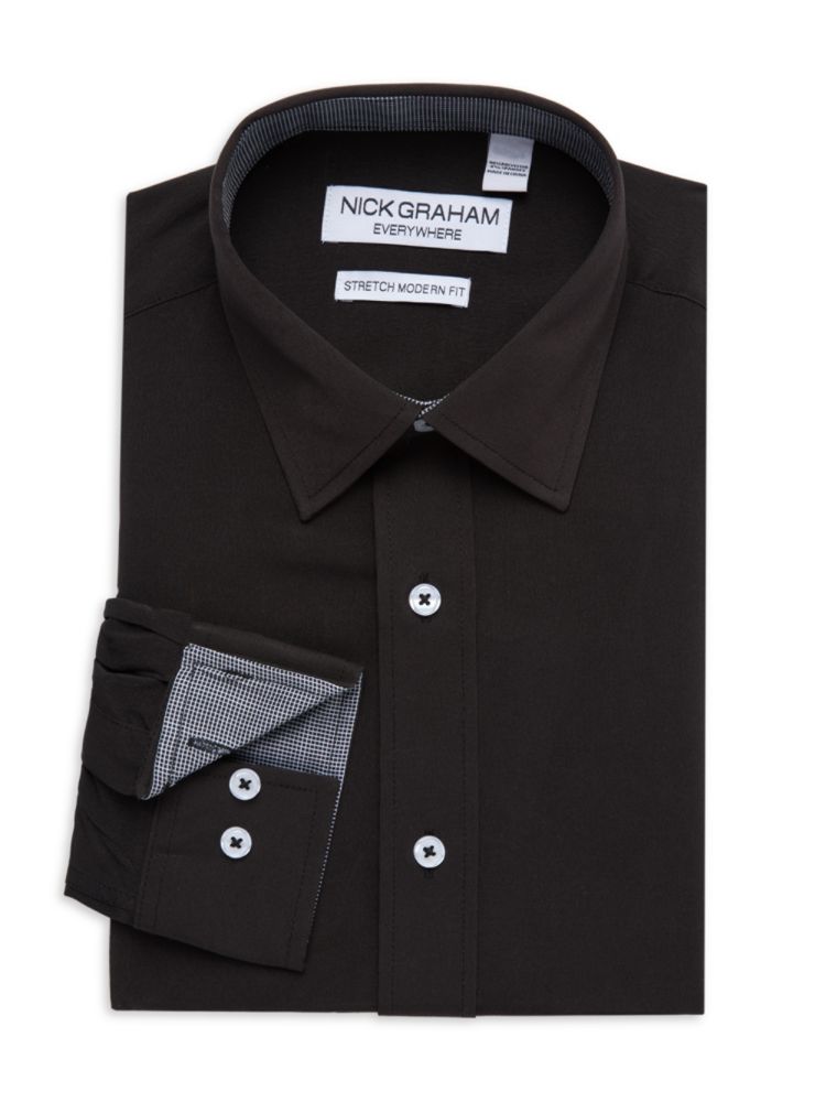 Эластичная классическая рубашка современного кроя Nick Graham, черный пион nick shaylor