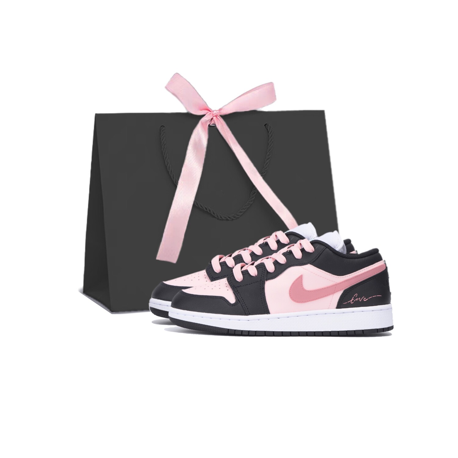 

Кроссовки Air Jordan 1 Vintage Basketball Shoes Women's Low-top Black/pink/white, черный