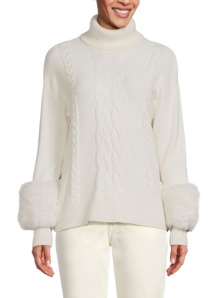

Свитер из искусственного меха косой вязки Saks Fifth Avenue, цвет Frost White