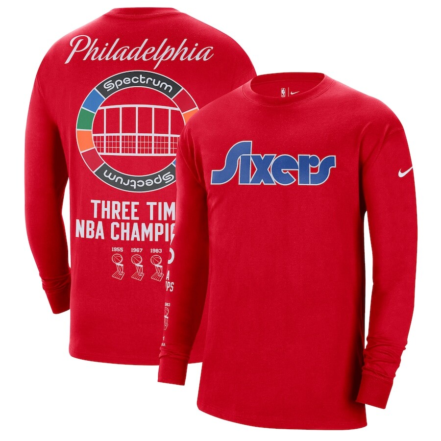 

Футболка с длинным рукавом Nike Philadelphia 76Ers, красный
