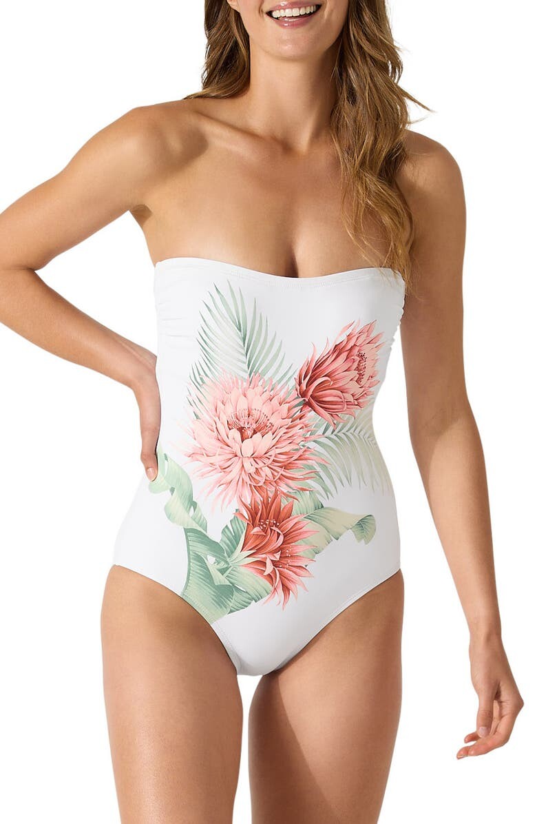

Слитный купальник без бретелек Breezy Botanical TOMMY BAHAMA, белый