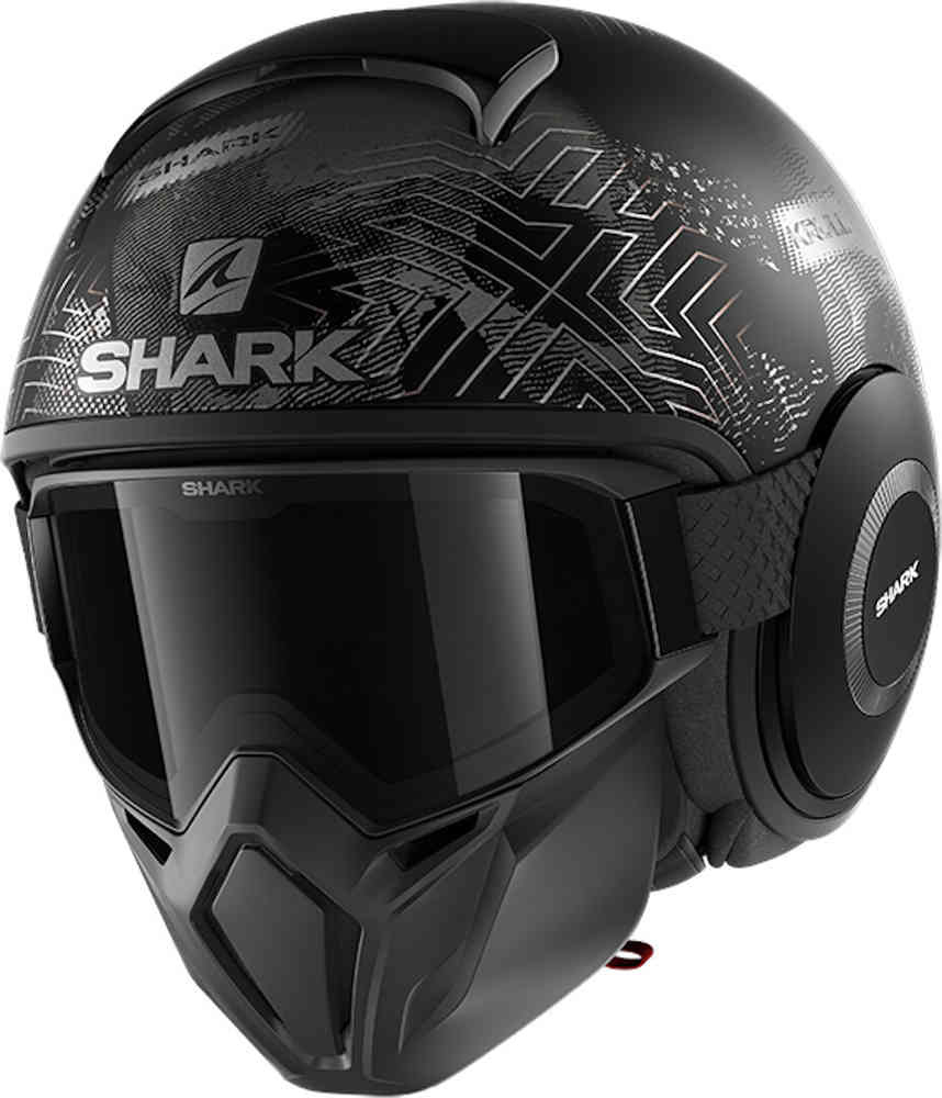 Реактивный шлем Street-Drak Krull Shark, черный матовый/серый шлем street drak tribute rm shark антрацит хром синий