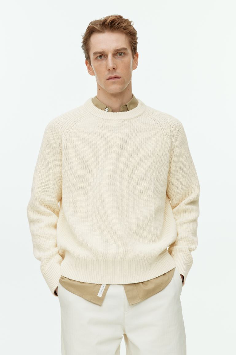 Свитер из льна и хлопка Arket, белый пуловер с круглым вырезом из трикотажа с узором косы m оранжевый