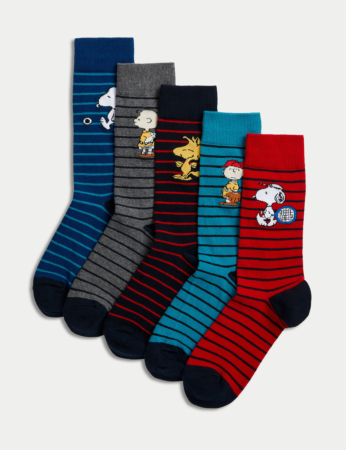 

5 пар носков Snoopy с высоким содержанием хлопка Marks & Spencer, мульти