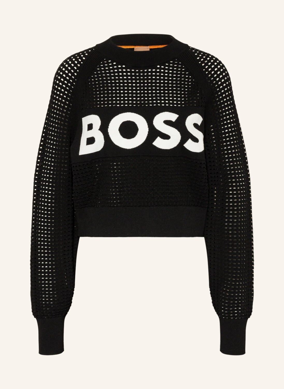 

Свитер BOSS FENNIKI mit Lochstickereien, черный