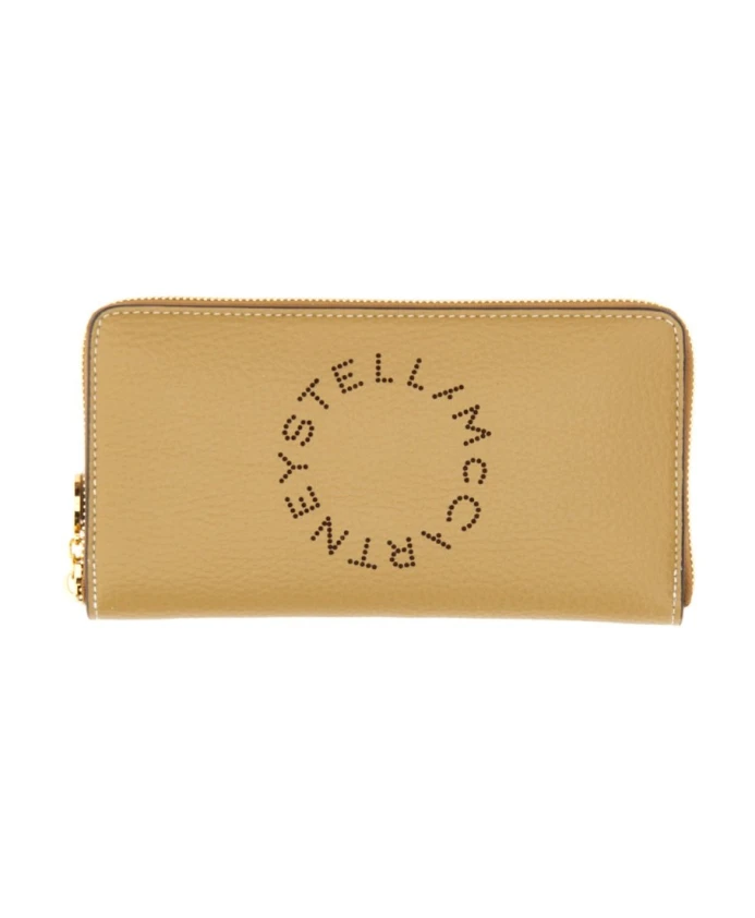 

Кошелек на молнии с тиснением зернистого мата Stella Mccartney, бежевый