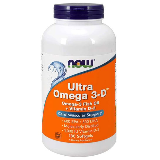 Now Foods, Ultra Omega 3-D Рыбий жир с омега-3 и витамином D3, 180 капсул омега 3 d ultra now foods 90 капсул
