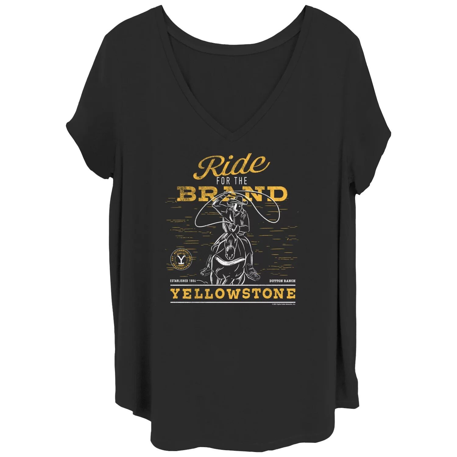 

Футболка больших размеров для юниоров Yellowstone Ride For The Brand с графическим рисунком Licensed Character