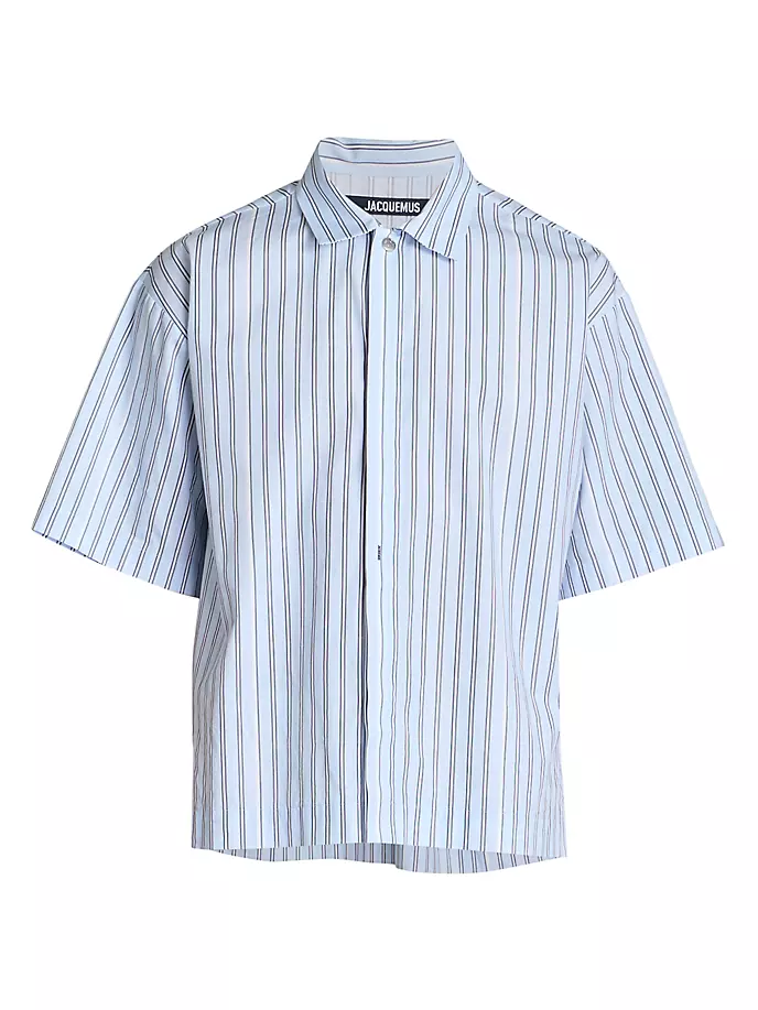 Хлопковая рубашка на пуговицах Manches Courte Jacquemus, цвет print beige stripes