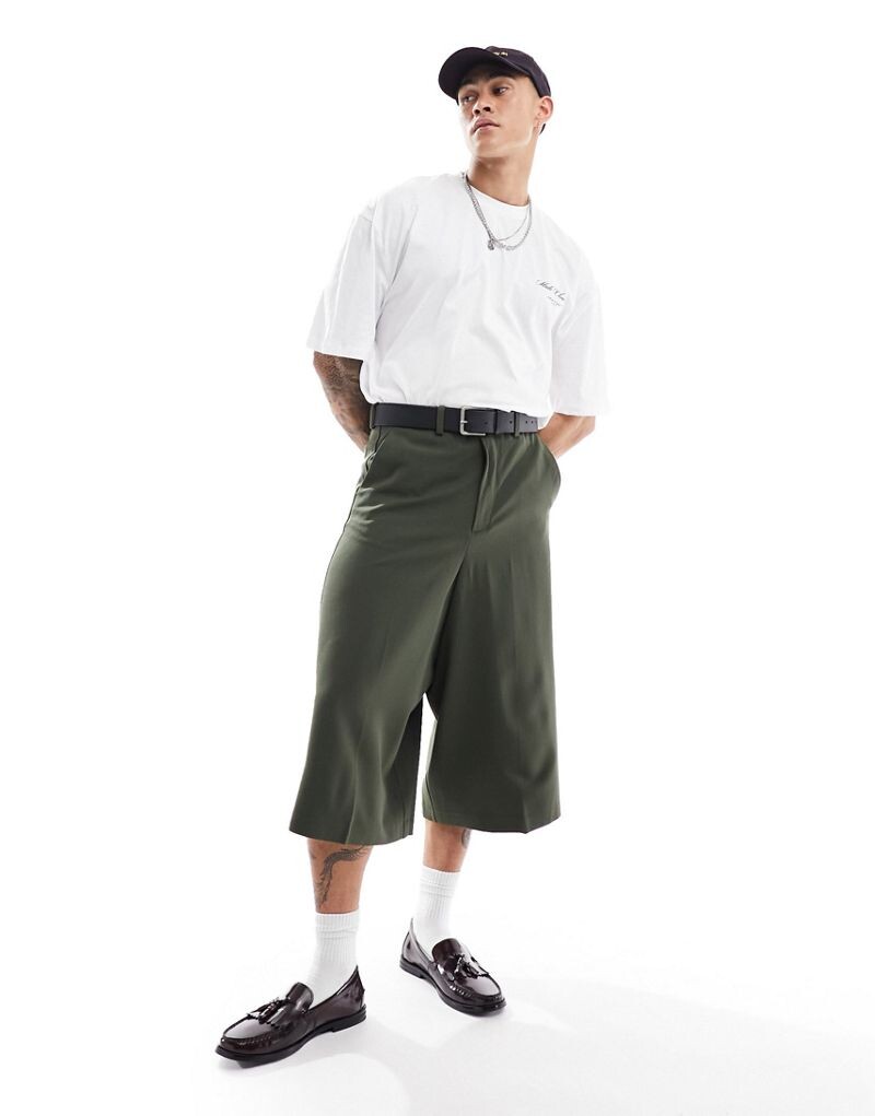 

Укороченные брюки цвета хаки ASOS DESIGN