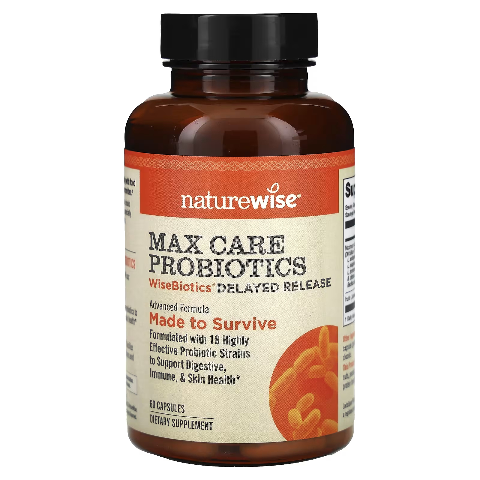 NatureWise Max Care Пробиотики WiseBiotics с отсроченным высвобождением, 60 капсул