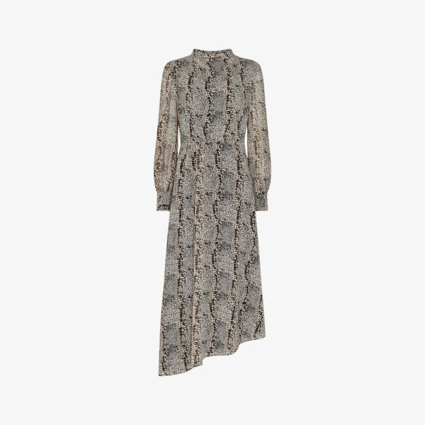 Платье миди Meg из переработанного полиэстера со змеиным принтом Whistles, мультиколор
