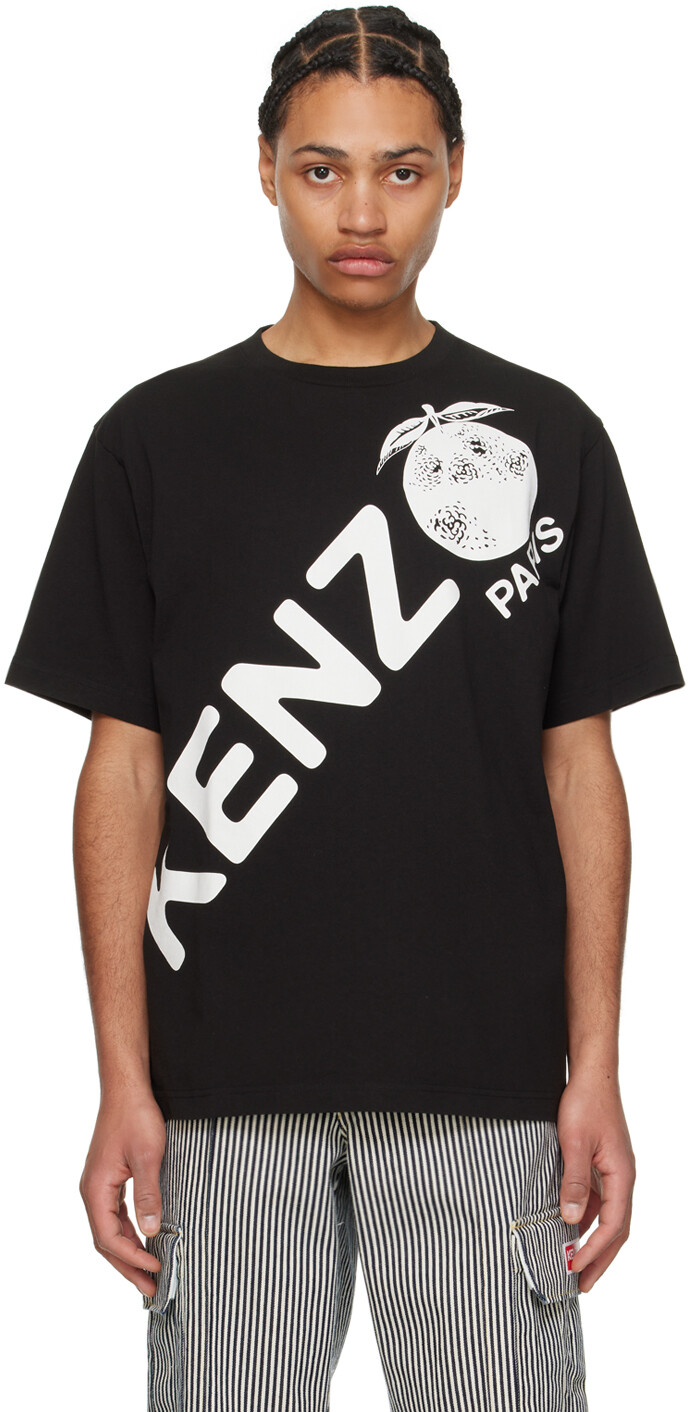 

Черная футболка с принтом «Париж» Kenzo