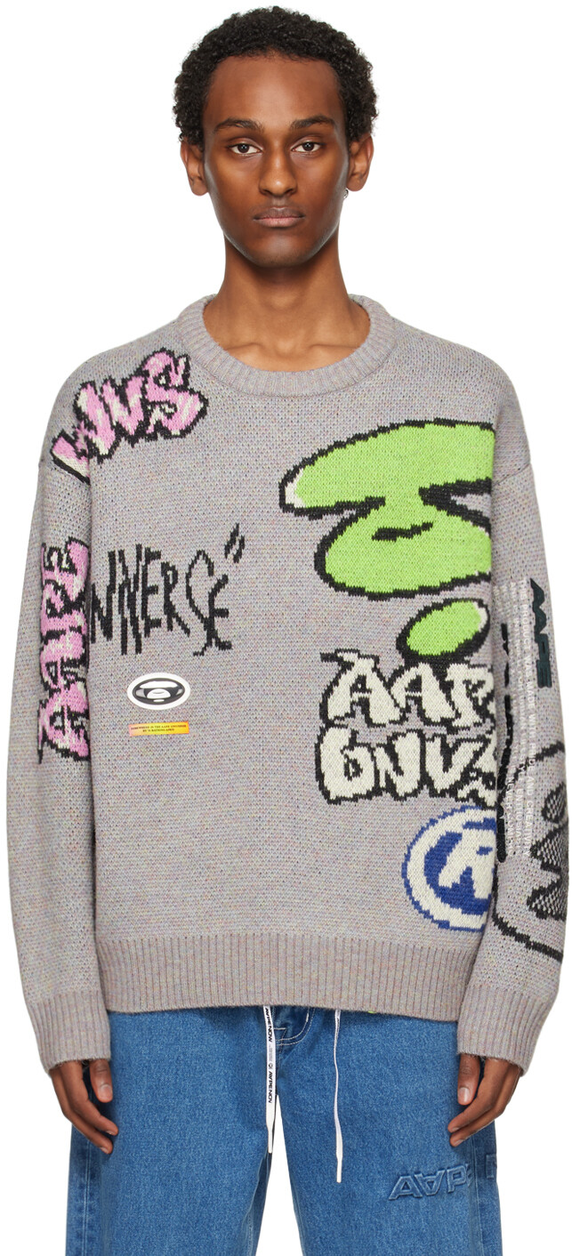 

Серый жаккардовый свитер Aape By A Bathing Ape