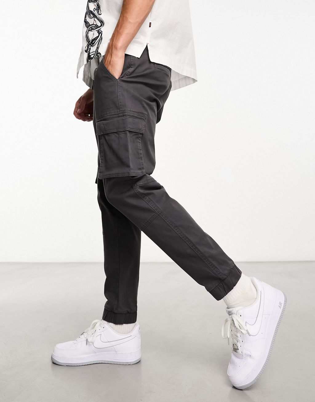 Серые брюки-карго с зауженным кроем и манжетами по низу Only & Sons брюки женские с манжетами по низу изделия