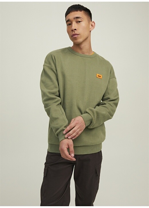 

Зеленый мужской свитшот с круглым вырезом Jack & Jones