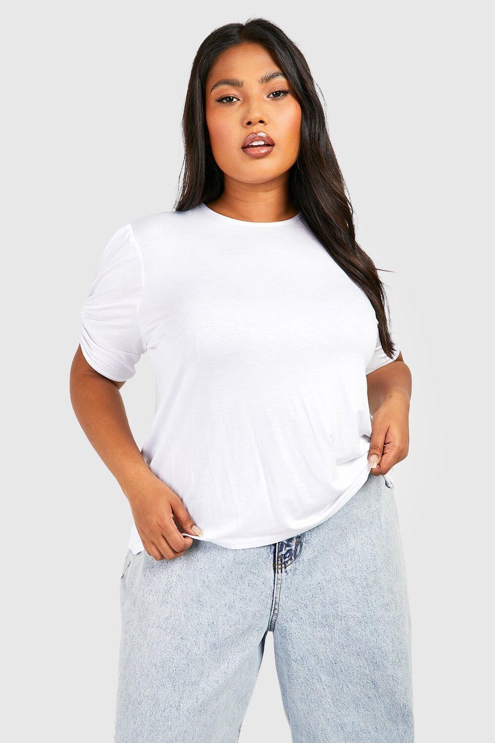 

Футболка с буфыми рукавами и союжками Boohoo, белый