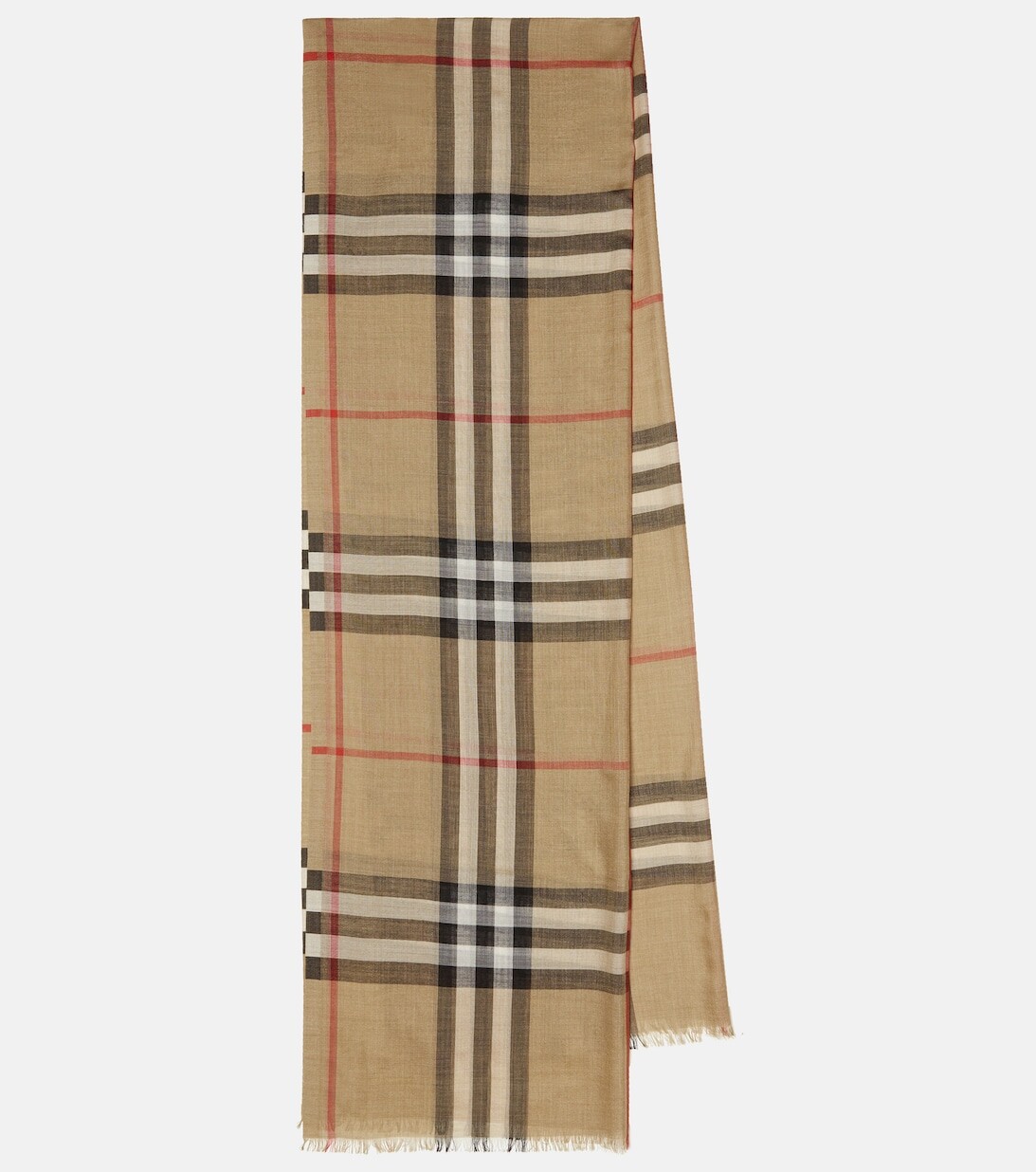 

Шарф из шерсти и шелка в клетку Burberry, бежевый