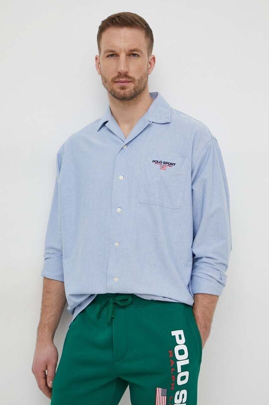 

Хлопчатобумажную рубашку Polo Ralph Lauren, синий
