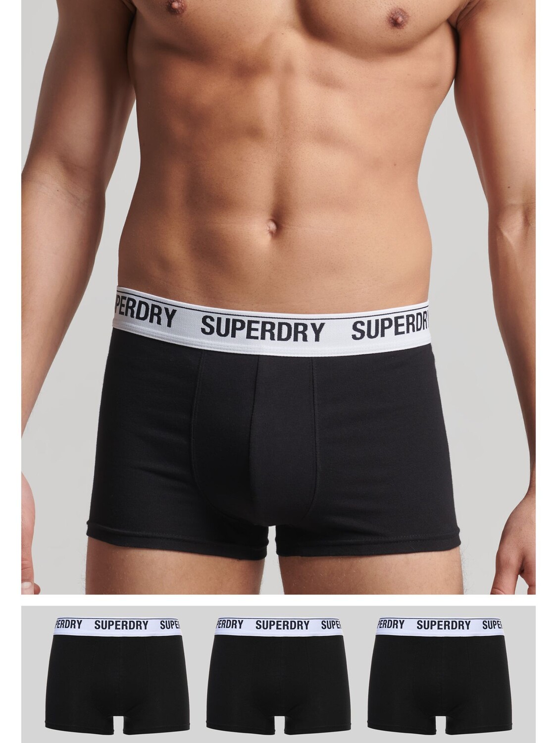 

Трусы из смеси органического хлопка Superdry, черный/оптический черный