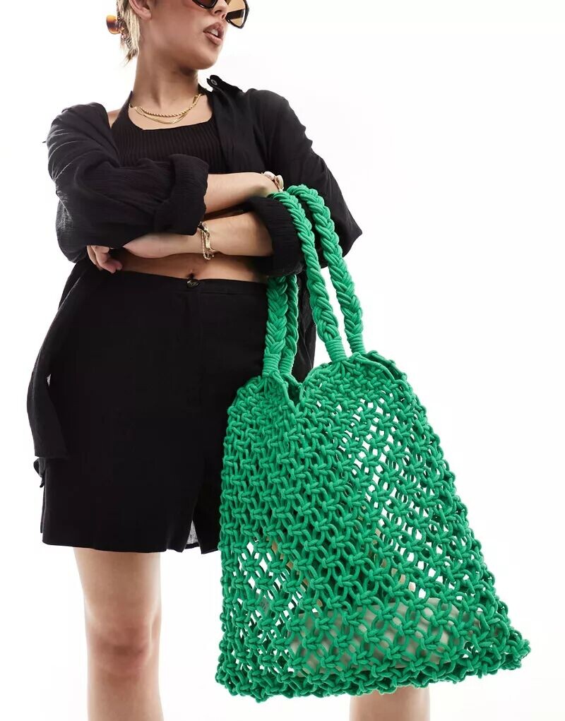 

Зеленая вязаная большая сумка Accessorize, Зеленый