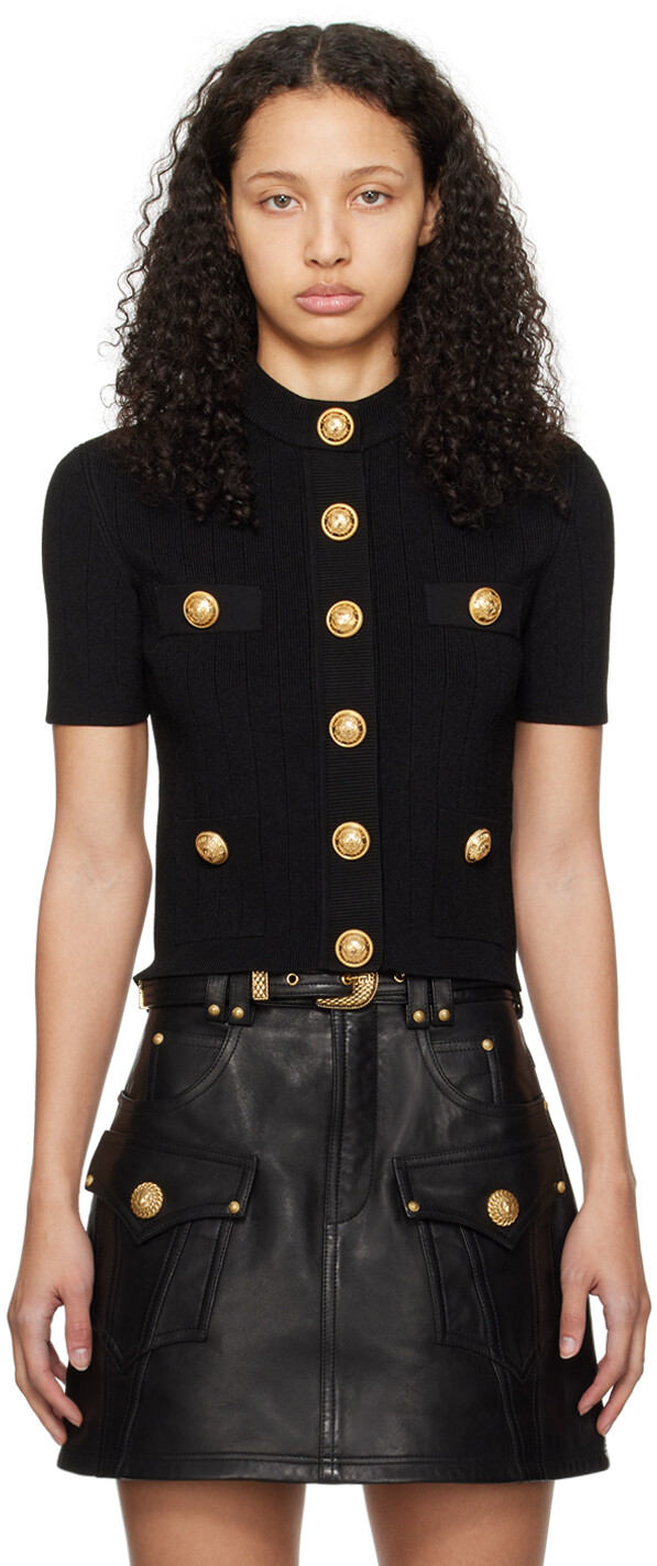 

Черный кардиган на пуговицах Balmain, цвет Noir