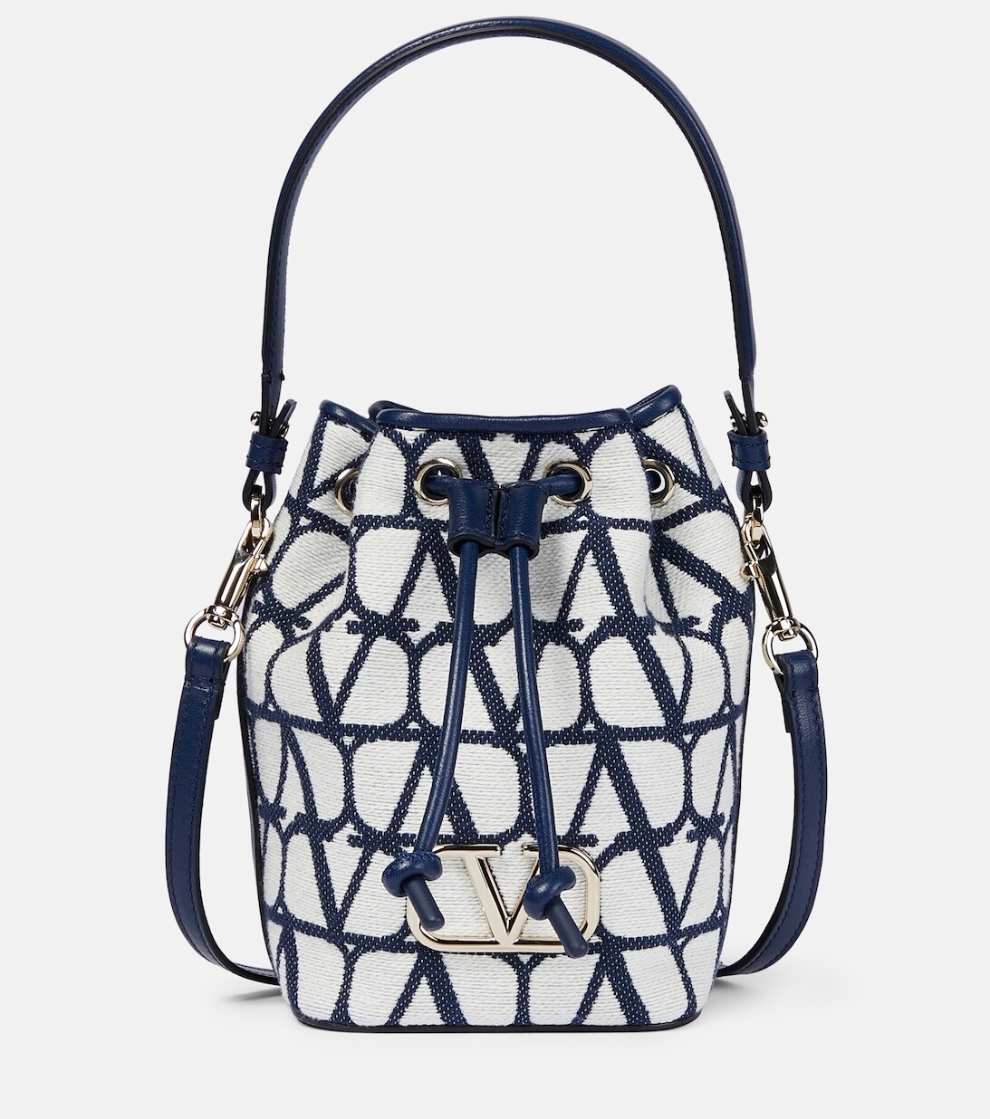 

Мини-сумка-мешок VLogo из ткани и кожи Valentino Garavani, бирюзовый