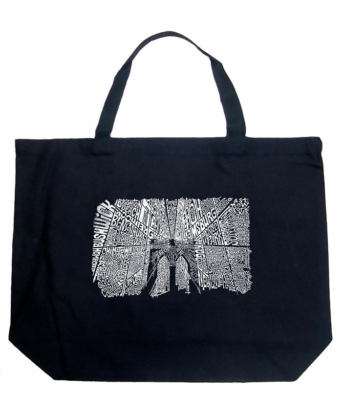 Бруклинский мост — большая сумка-тоут Word Art LA Pop Art, черный платье бруклин