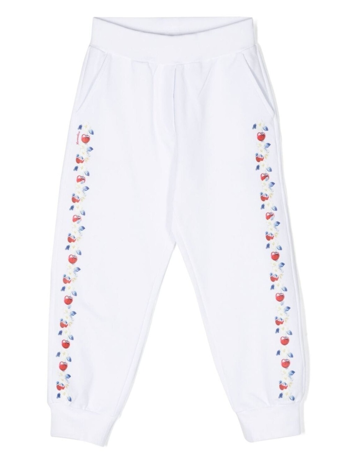 

Monnalisa cherry floral-print track pants, белый