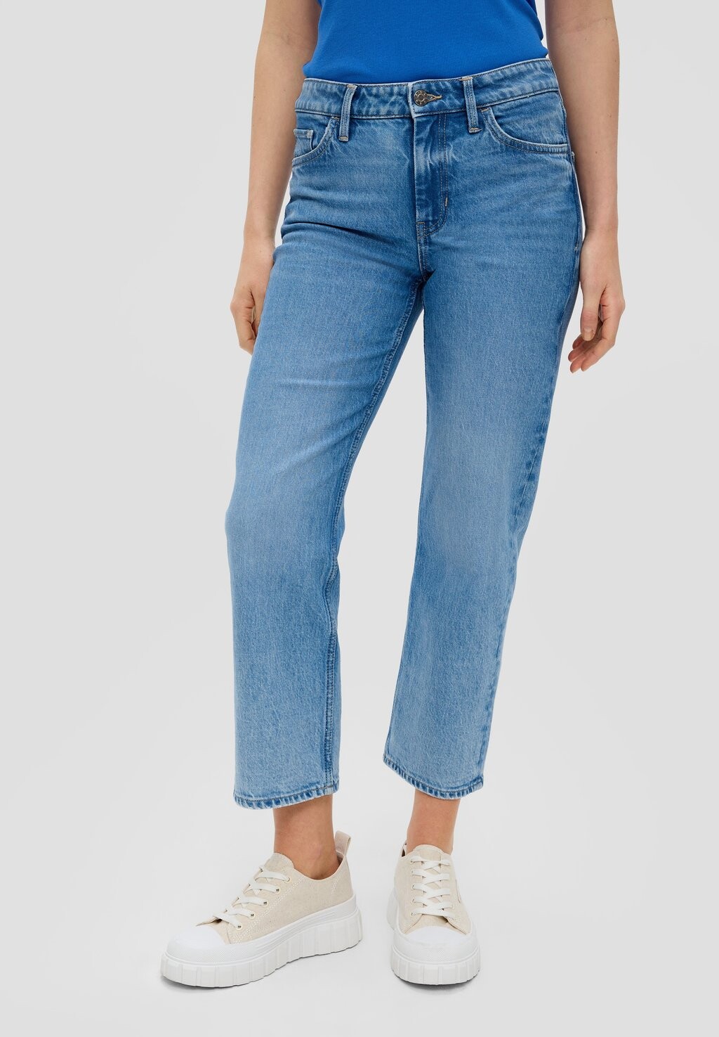 

Джинсы прямые CROPPED CAROLIN MID RISE ALL-OVER-MUSTER s.Oliver, цвет blau