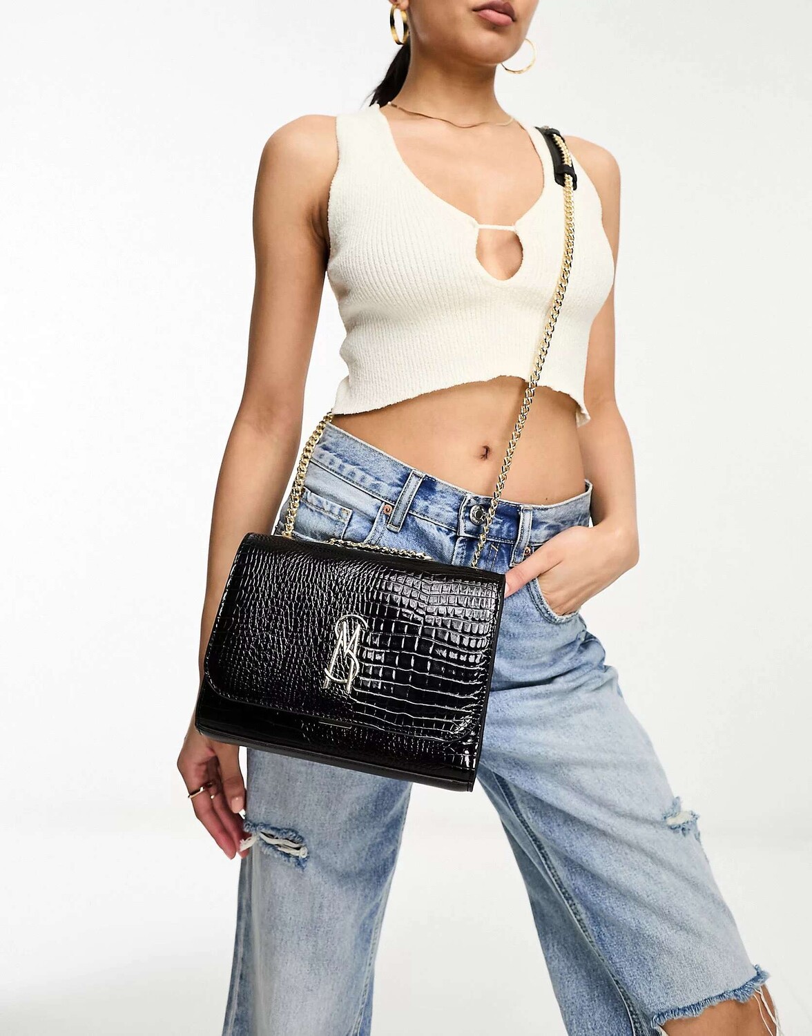 

Сумка Steve Madden Bcala-c черного крокодила