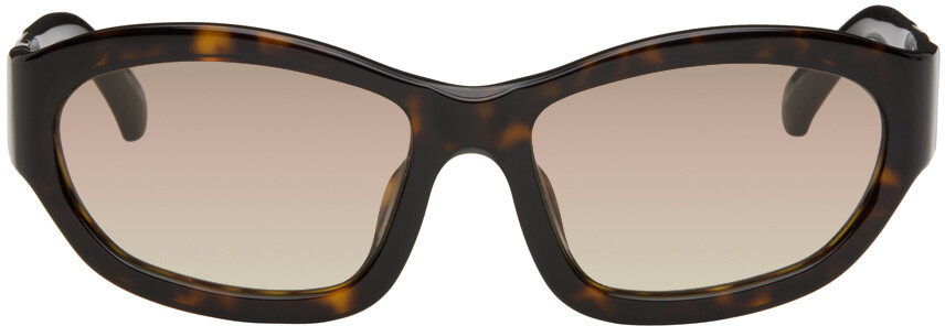 

Коричневые солнцезащитные очки Linda Farrow Edition Goggle Dries Van Noten, цвет Dark t-shell/Brown/Yellow